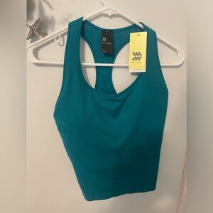 Teal workout shirt, built in bra